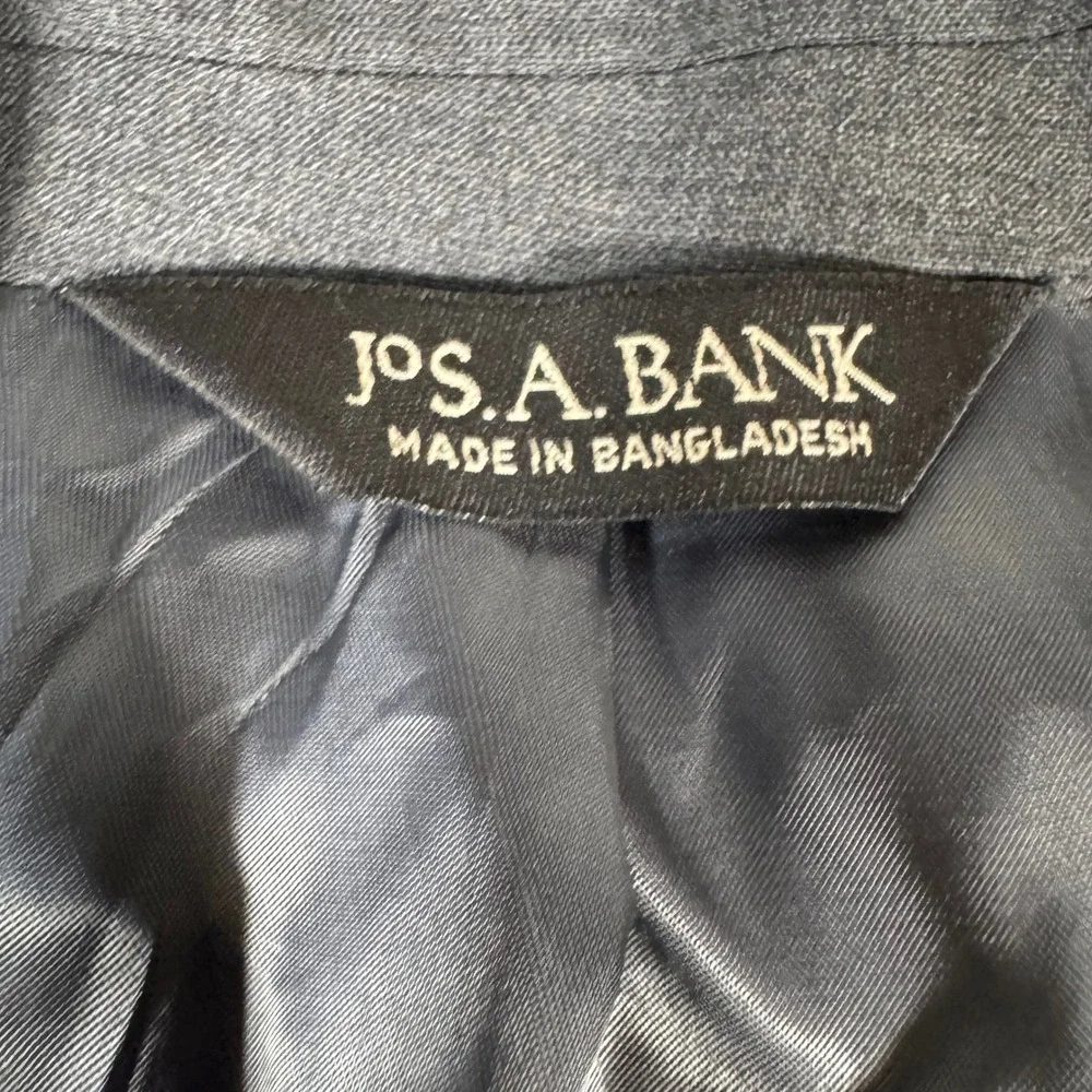 Jos A Bank Suit Blazer Mens 46R Gray   100% Wool 2-Button Single Vent Sport Coat